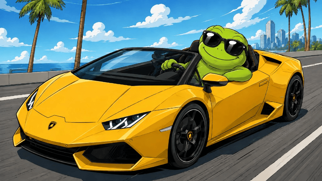 ToadGuy living the dream in a yellow Lambo